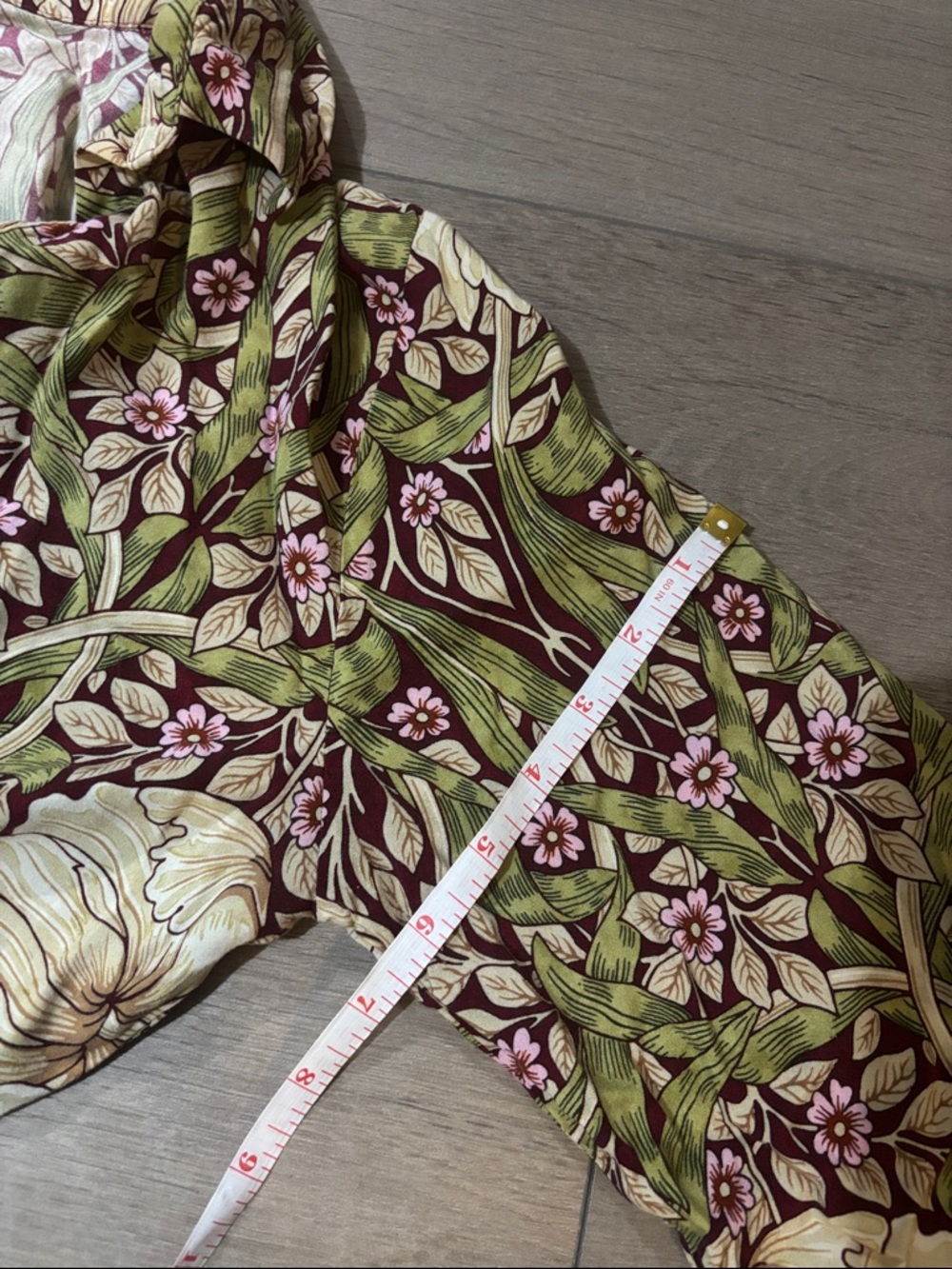 Morris & Co Floral Print Long Sleeve Midi Dress in Olive and Cream - Picture 9 of 9